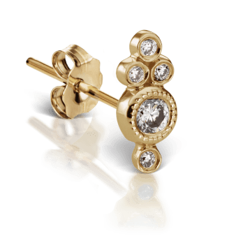 Five Diamond Trinity Stud Earring Yellow Gold