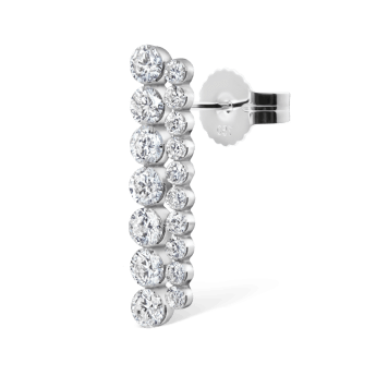 Invisible Set Diamond Apsara Bar Stud Earring White Gold 18mm Right