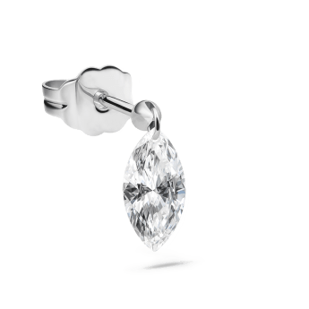 Floating Marquise Diamond Charm Stud Earring White Gold 7mm