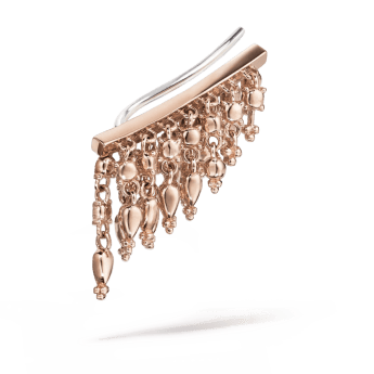 18mm Curved Tassel Bar Ear Climber Rose Gold 18mm Left