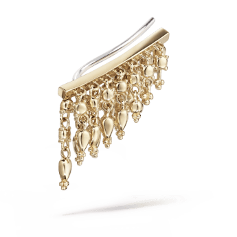 18mm Curved Tassel Bar Ear Climber Yellow Gold 18mm Left