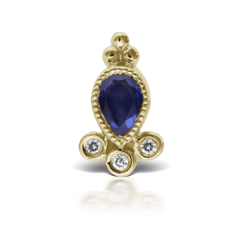 Blue Sapphire and Diamond Delia Stud Earring Yellow Gold 7.5mm