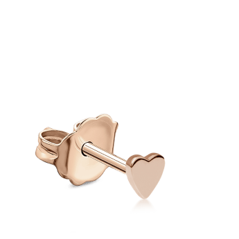 Plain Heart Traditional Stud Earring Rose Gold 3mm