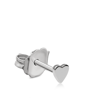 Plain Heart Traditional Stud Earring White Gold 3mm