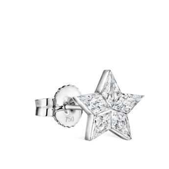 Invisible Set Diamond Star Stud Earring White Gold 9mm