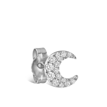 Diamond Moon Stud Earring White Gold 5.5mm