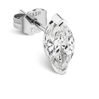Marquise Diamond Stud Earring White Gold 8mm