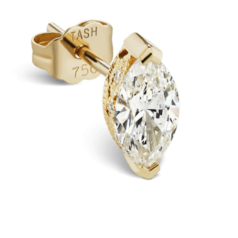 Marquise Diamond Stud Earring Yellow Gold 8mm
