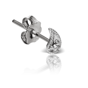 Diamond Paisley Stud Earring White Gold 5mm Left