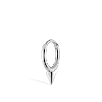 Single Short Spike Hoop Earring (Non Rotating) White Gold 6.5mm
