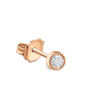 Scalloped Set Diamond Stud Earring Rose Gold 2mm