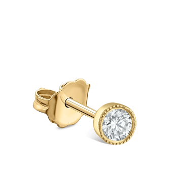 Scalloped Set Diamond Stud Earring Yellow Gold 2.5mm
