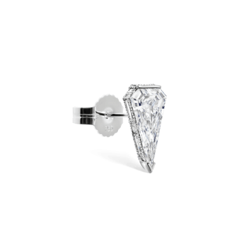 Engraved Silhouette Diamond Stud Earring White Gold 8mm
