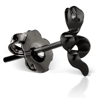 Snake with Diamond Eyes Earstud Black Gold 10mm Left