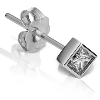 Princess Diamond Stud Earring White Gold 3mm