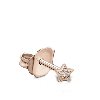 Diamond Solitaire Star Stud Earring Rose Gold 3mm
