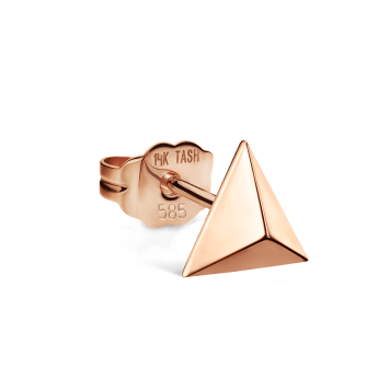 Faceted Triangle Stud Earring Rose Gold 7mm