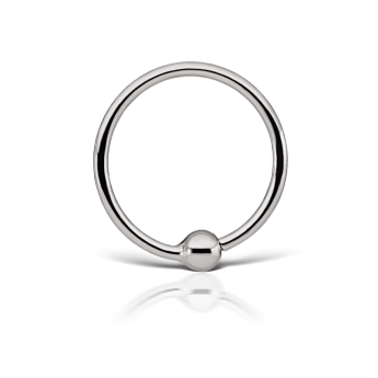 Fixed Gold Ball Ring White Gold 9.5mm 18 Gauge = 1.02mm