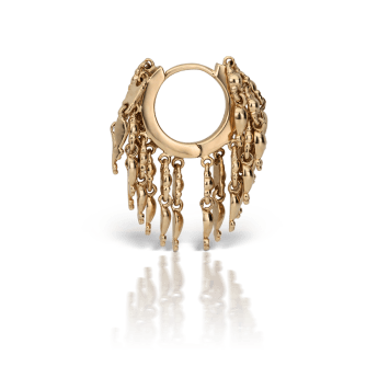 Gold Tassel Eternity Hoop Earring Yellow Gold 8mm