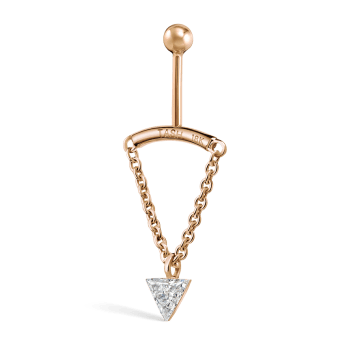 Invisible Set Triangle Diamond Drape Threaded Stud Earring Rose Gold 3mm Vertical