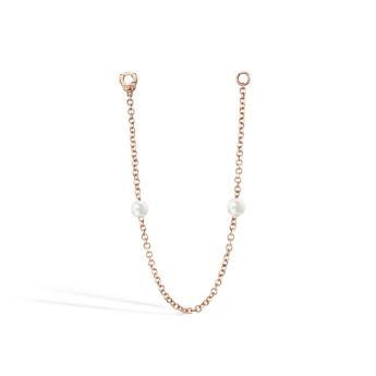 Double Pearl Chain Connecting Charm Rose Gold 76 mm