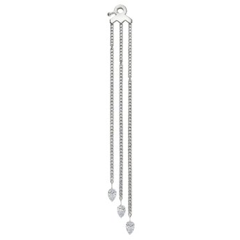 Triple Diamond Eternity Bar Conch Charm & Pear Diamond Dangles White Gold Right