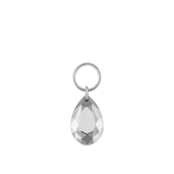 Faceted Gold Pear Charm White Gold 6.5mm