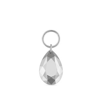 Faceted Gold Pear Charm White Gold 7.5mm
