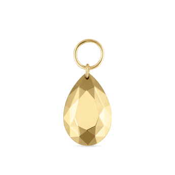 Faceted Gold Pear Charm Yellow Gold 9mm