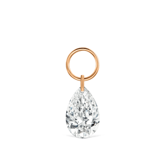 Pear Floating Diamond Charm Rose Gold 6mm