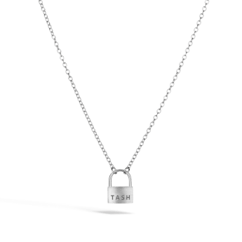 Large Padlock Necklace White Gold 18 Inches 1.8mm
