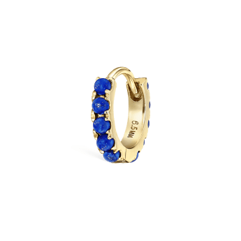 Lapis Eternity Hoop Earring Yellow Gold 6.5mm