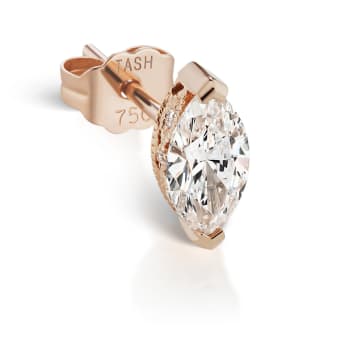 Marquise Diamond Stud Earring Rose Gold 7mm