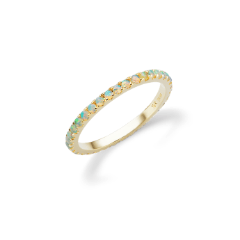Opal Eternity Finger Ring Yellow Gold US 4