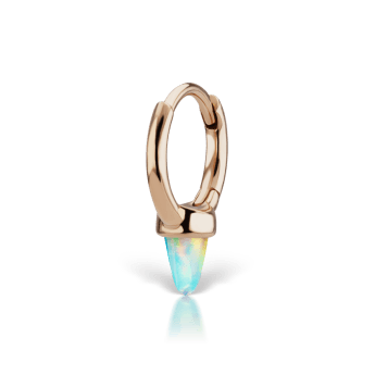 Opal Single Short Spike Hoop Earring (Non Rotating) Rose Gold 6.5mm