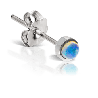 Opal Stud Earring White Gold 3mm