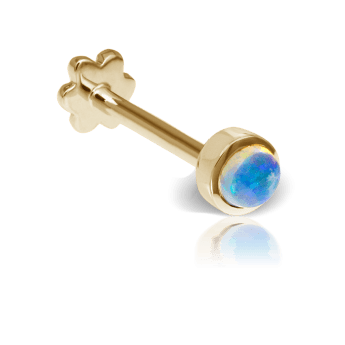 Opal Threaded Stud Earring Yellow Gold 3mm