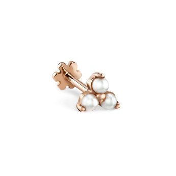 Pearl Trinity Threaded Stud Earring Rose Gold 4.5mm