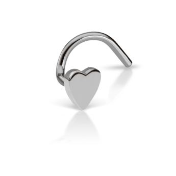 Plain Heart Nostril Screw White Gold 3mm Left Bend