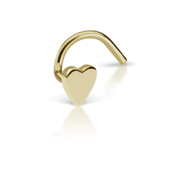 Plain Heart Nostril Screw Yellow Gold 3mm Left Bend