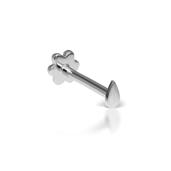 Plain Pear Shaped Threaded Stud Earring White Gold 4mm