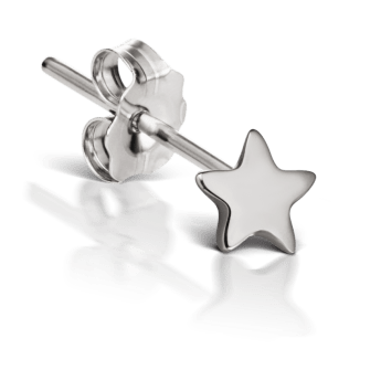 Plain Star Stud Earring White Gold 2.5mm