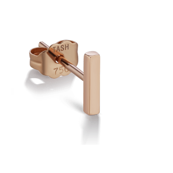 Polished Square Bar Stud Earring Rose Gold 7mm