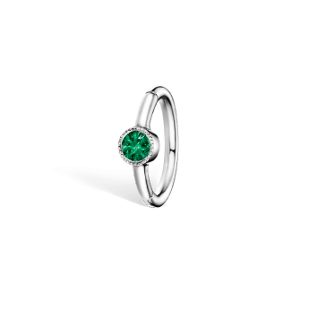 Scallop Set Emerald Hoop Earring White Gold 6.5mm