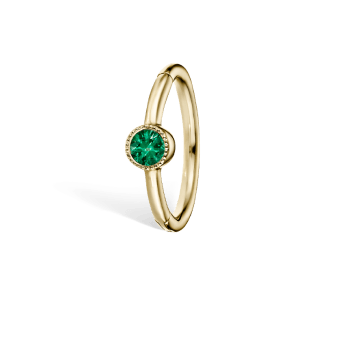 Scallop Set Emerald Hoop Earring Yellow Gold 8mm