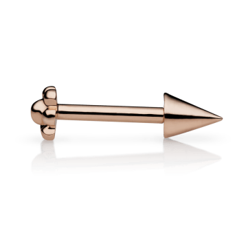 Short Spike Threaded Stud Earring Rose Gold 3.5mm