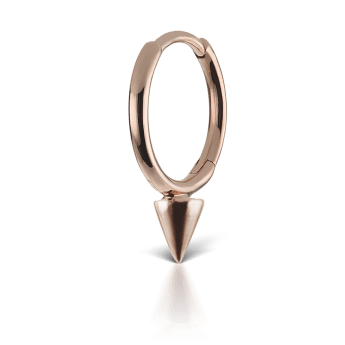 Single Short Spike Hoop Earring (Non Rotating) Rose Gold 8mm