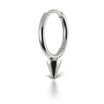 Single Short Spike Hoop Earring (Non Rotating) White Gold 8mm