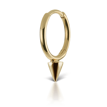 Single Short Spike Hoop Earring (Non Rotating) Yellow Gold 8mm