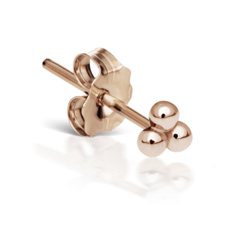Three Ball Trinity Stud Earring Rose Gold 3.5mm